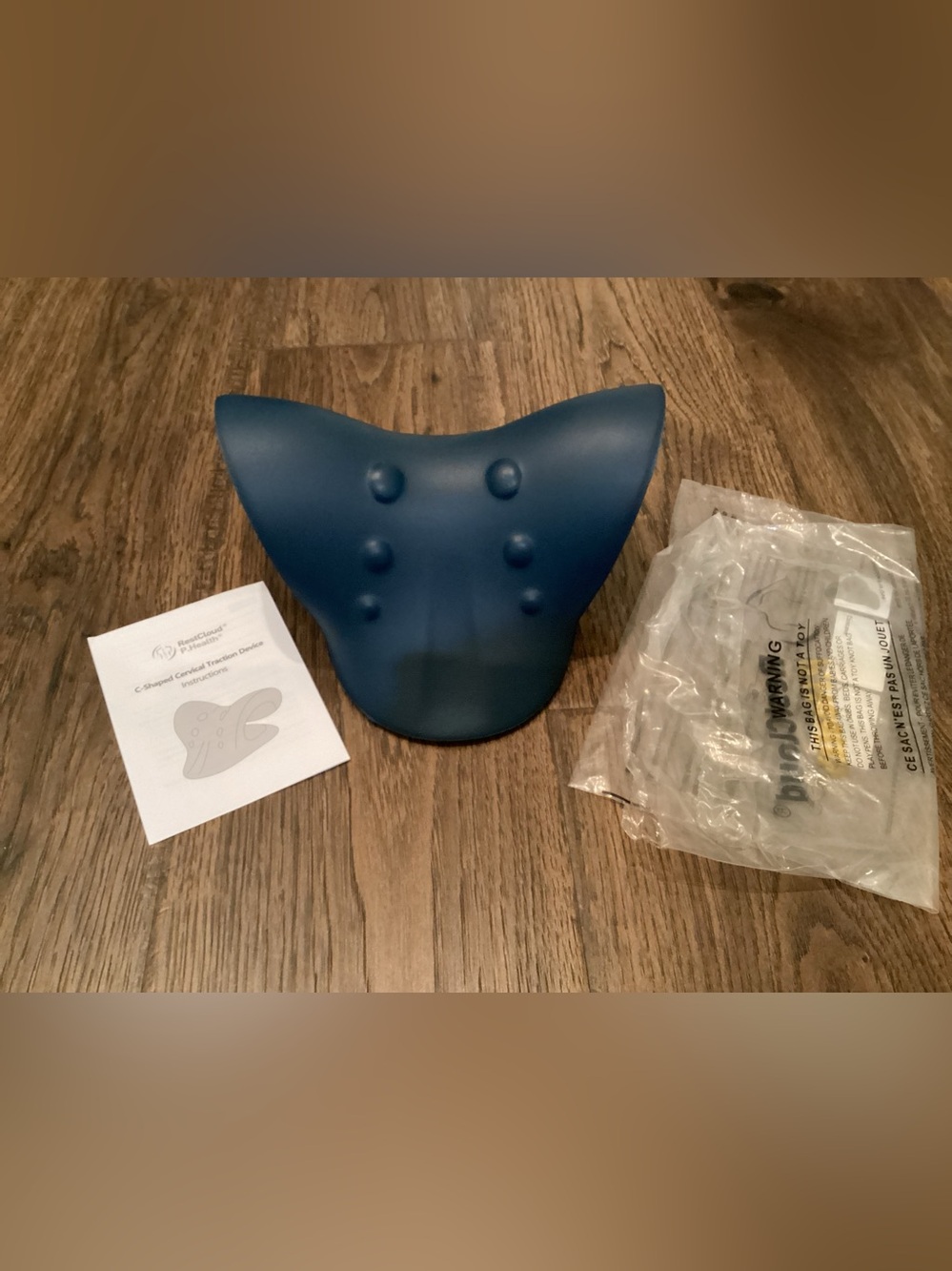 New RestCloud P.Health C Shaped Traction Device Cervical Neck Dark Blue